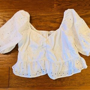 A New Day White‎ Ruffled Crop Blouse